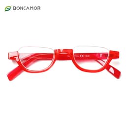 image-Boncamor Half Frame Round Reading Glasses for Women Spring Hinge High Quality HD Lenses Lightweight Prescription Eyewear 0-+6.0