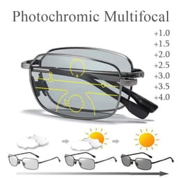 image-Folding Progressive Photochromic Reading Glasses Men Women Anti Blue Light Multifocal Presbyopia Eyeglasses Diopter +1.0 To +4.0