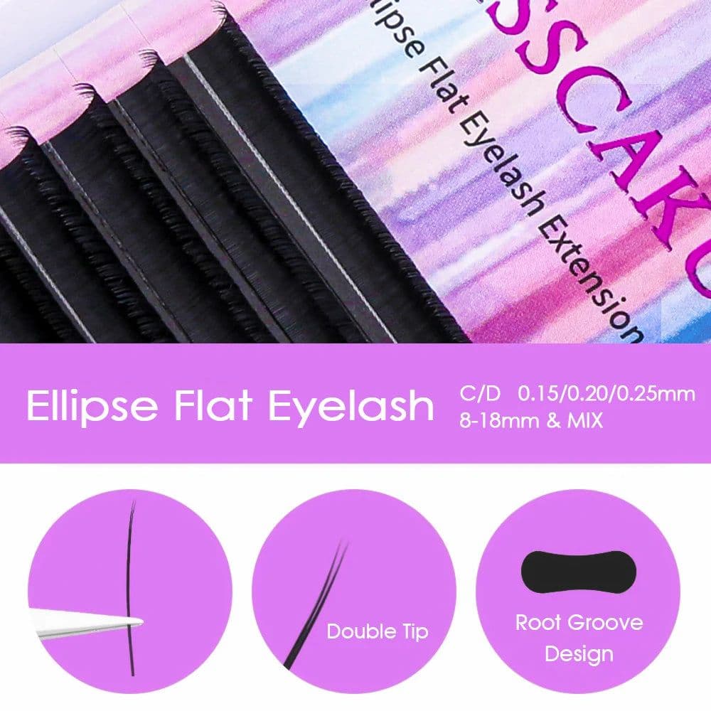 image-MASSCAKU ellipse flat lashes soft Split-tips fake eyelash extension individual eyelashes nature flat ellipse eyelashes supplies