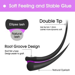 image-MASSCAKU ellipse flat lashes soft Split-tips fake eyelash extension individual eyelashes nature flat ellipse eyelashes supplies