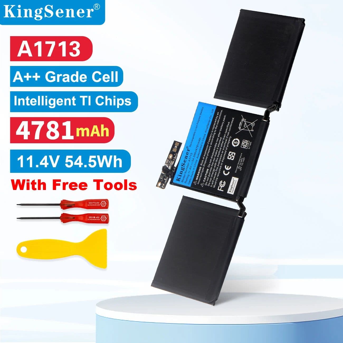 image-KingSener A1713 Laptop Battery for Apple MacBook Pro 13" A1708 2016 2017 EMC 2978 3164 020-00946 MLL42LL Batteria AKKU 4781mAh