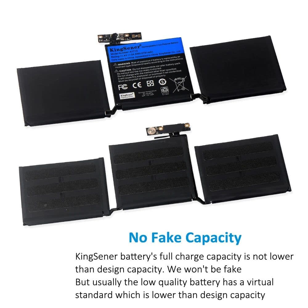 image-KingSener A1713 Laptop Battery for Apple MacBook Pro 13" A1708 2016 2017 EMC 2978 3164 020-00946 MLL42LL Batteria AKKU 4781mAh