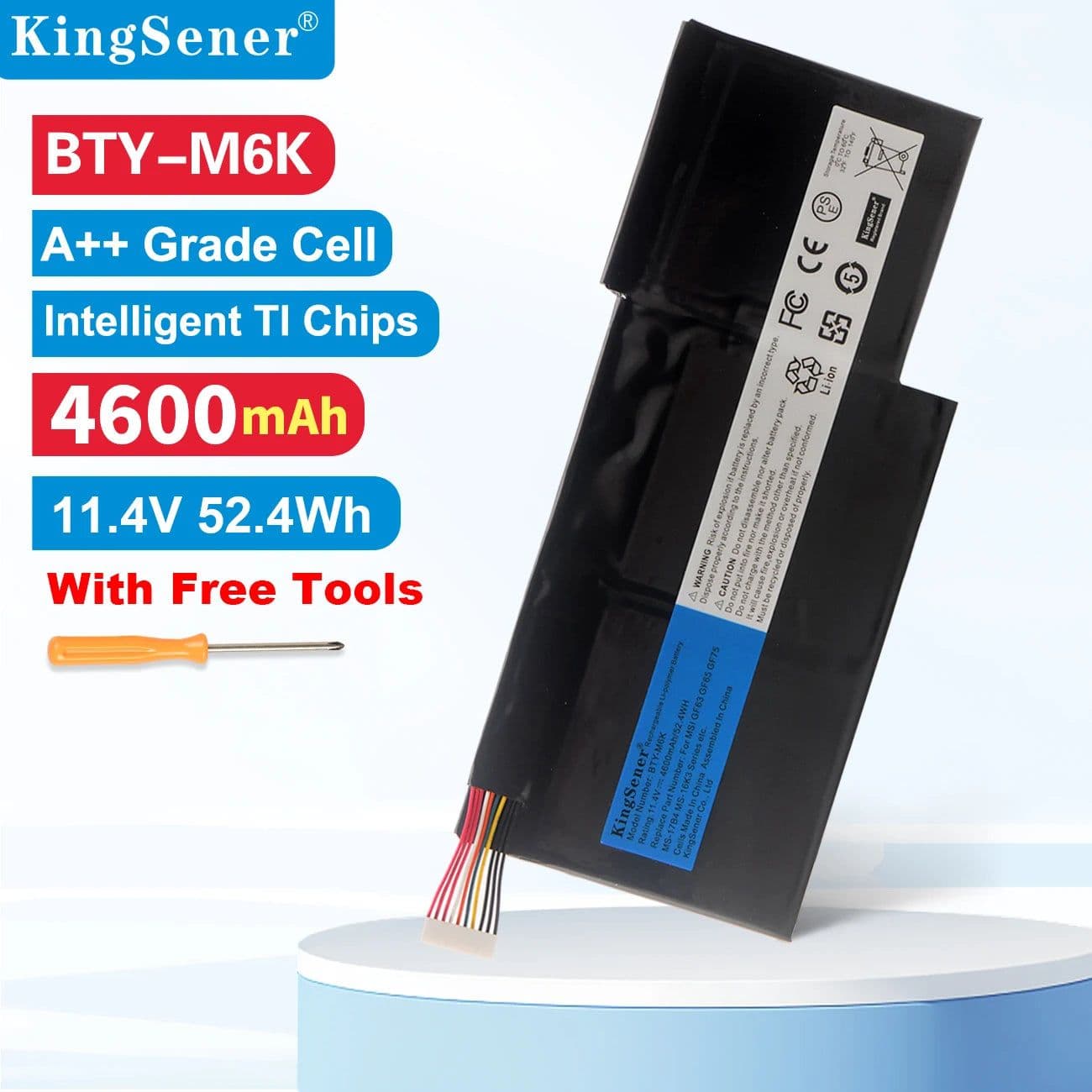 image-KingSener BTY-M6K Laptop Battery for MSI MS-17B4 MS-16K3 GF63 Thin 8RD 8RC GF75 Thin 3RD 8RC 9SC GF65 Thin 9SE/SX Thin 10SDR