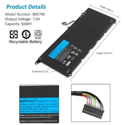 image-KingSener 90V7W JHXPY JD25G 090V7W Laptop Battery For Dell XPS 13 9343 XPS13 9350 13D-9343 P54G 0N7T6 5K9CP RWT1R 0DRRP 56WH