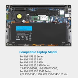 image-KingSener 90V7W JHXPY JD25G 090V7W Laptop Battery For Dell XPS 13 9343 XPS13 9350 13D-9343 P54G 0N7T6 5K9CP RWT1R 0DRRP 56WH