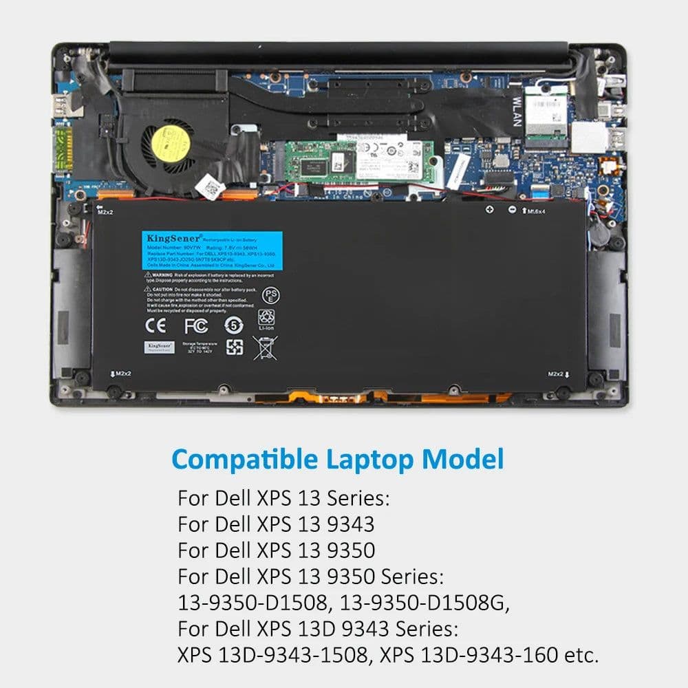 image-KingSener 90V7W JHXPY JD25G 090V7W Laptop Battery For Dell XPS 13 9343 XPS13 9350 13D-9343 P54G 0N7T6 5K9CP RWT1R 0DRRP 56WH
