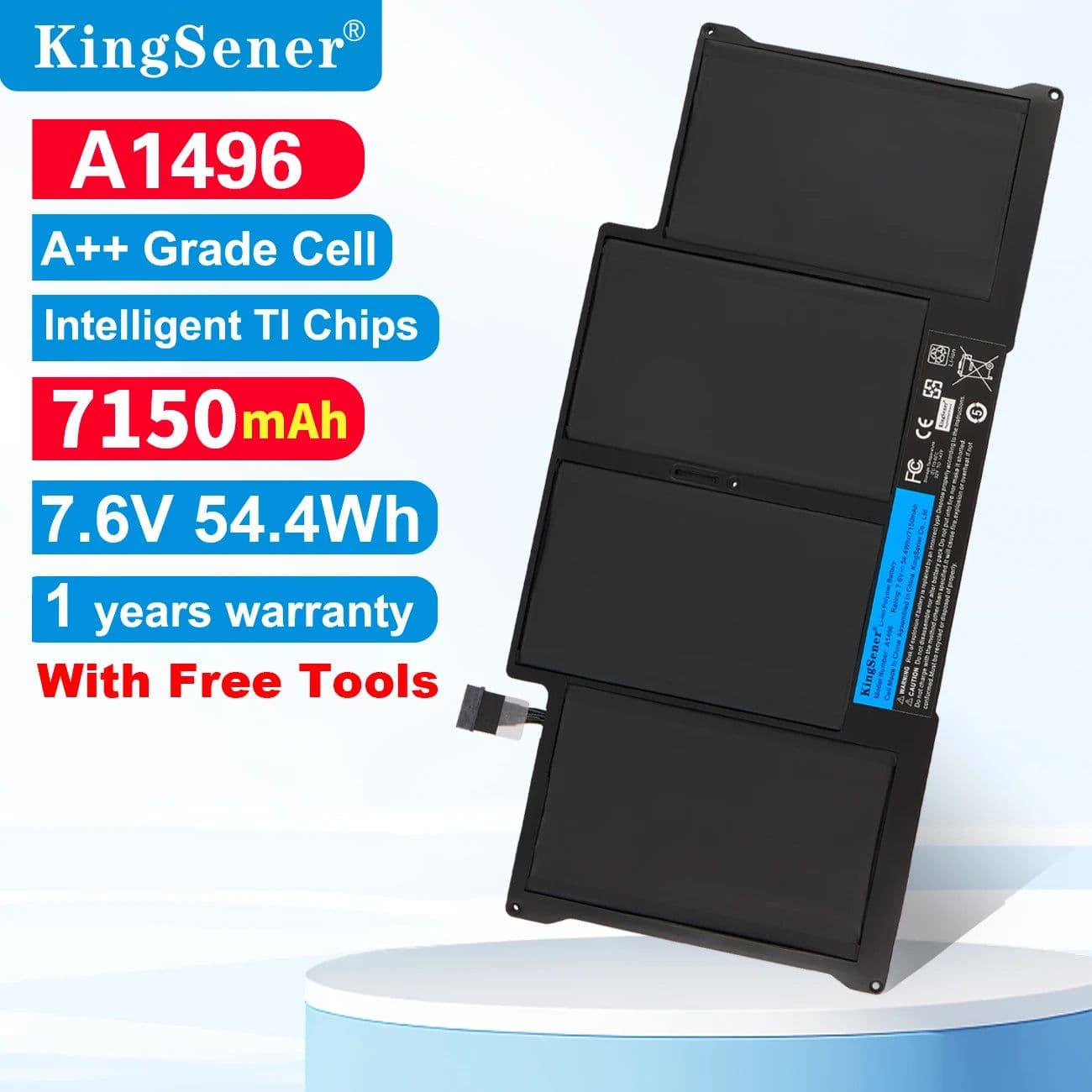 image-KingSener New Laptop Battery A1496 For Apple MacBook Air 13" A1466 2012/2013/2014/2015/2017 MD760LL/A MD761CH/A 7.6V 7150mAh