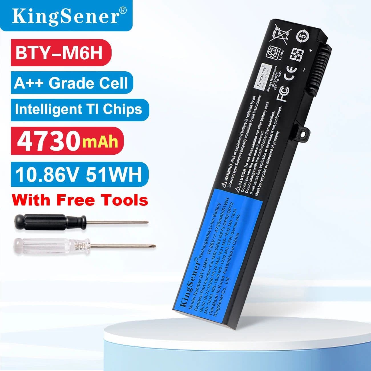 image-KingSener BTY-M6H Battery For MSI GE62 GE72 GP62 GP72 GL62 GL72 GP62VR GP72VR PE60 PE70 MS-16J2 MS-16J3 MS-16J9 MS-1792 MS-1795