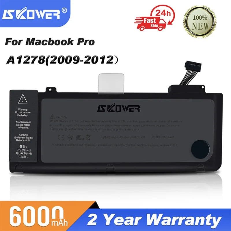 image-SKOWER 10.95V 65.5Wh A1322 Laptop Battery For Apple MacBook Pro 13 Inch A1278 (2009-2012)