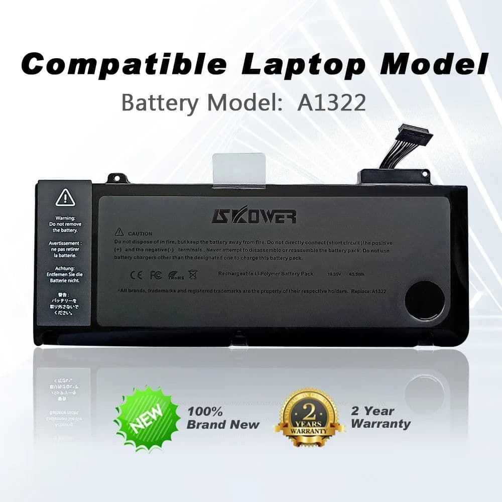 image-SKOWER 10.95V 65.5Wh A1322 Laptop Battery For Apple MacBook Pro 13 Inch A1278 (2009-2012)