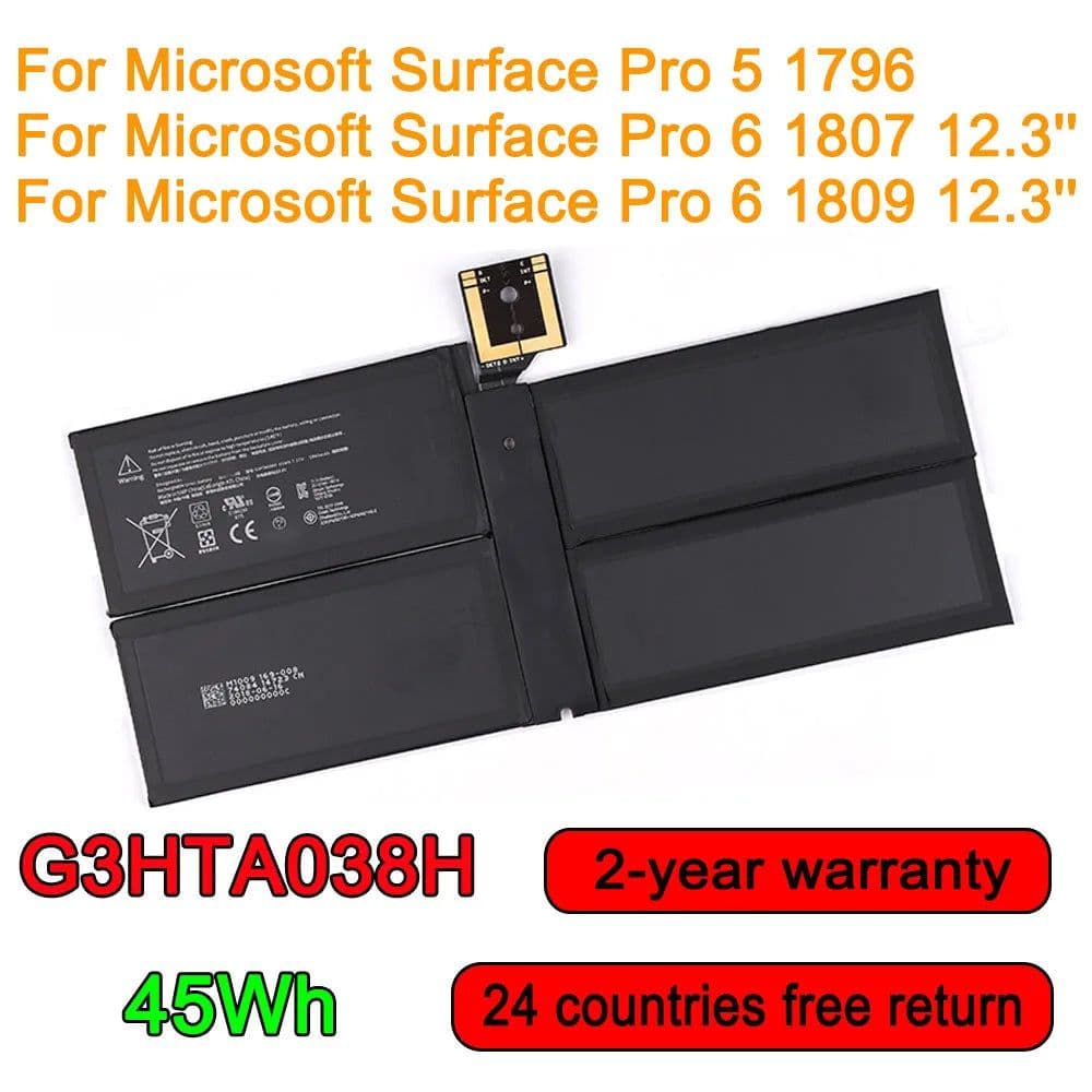 image-DYNM02 G3HTA038H Laptop Battery For Microsoft Surface Pro 5 1796,Pro 6 1807 1809 12.3'' Series Tablet 7.57V 45Wh 5940mAh