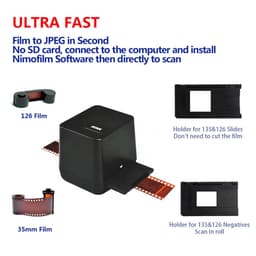 image-Portable Negative Film Scanners 35mm 135 Slide Film Converter Photo Digital Image 17.9 Mega Pixels Monochrome Slide Film Scanner