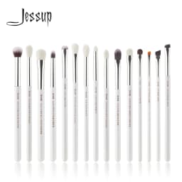 image-Jessup Professional Makeup Brushes Set 15pcs Make up Brush Pearl White/Silver Tools kit Eye Liner Shader natural-synthetic hair
