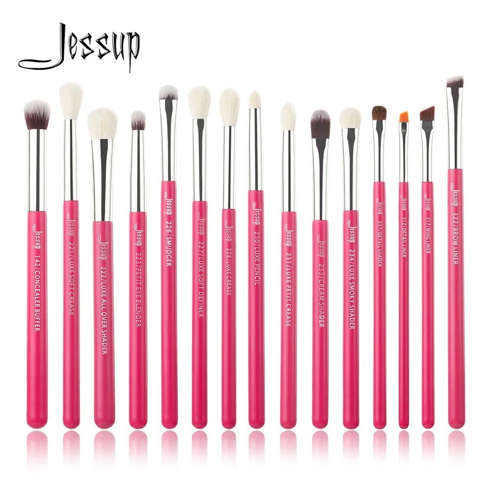 image-Jessup Professional Makeup Brushes Set 15pcs Make up Brush Pearl White/Silver Tools kit Eye Liner Shader natural-synthetic hair