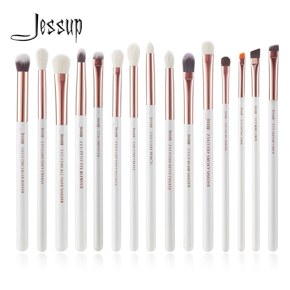 image-Jessup Professional Makeup Brushes Set 15pcs Make up Brush Pearl White/Silver Tools kit Eye Liner Shader natural-synthetic hair