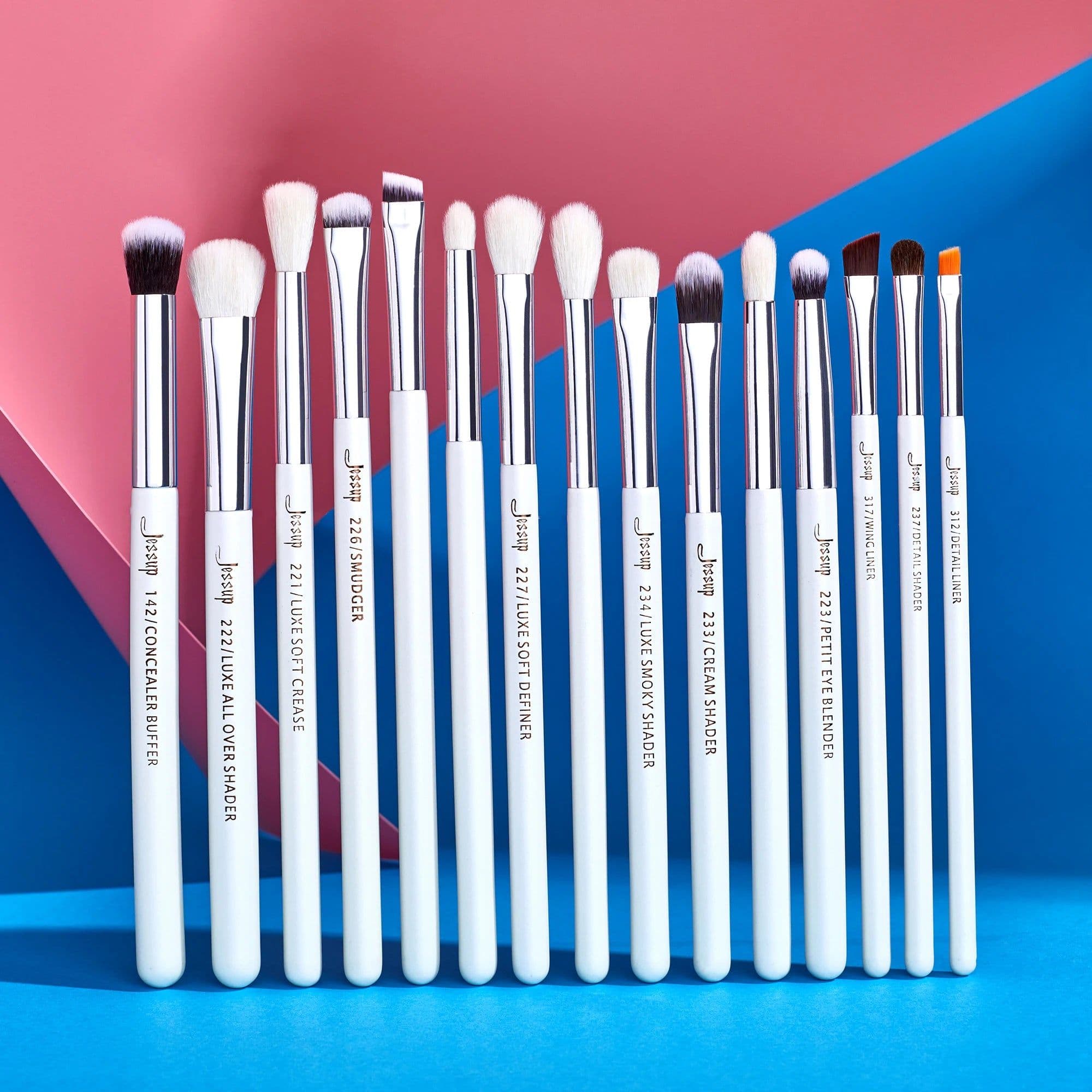image-Jessup Professional Makeup Brushes Set 15pcs Make up Brush Pearl White/Silver Tools kit Eye Liner Shader natural-synthetic hair