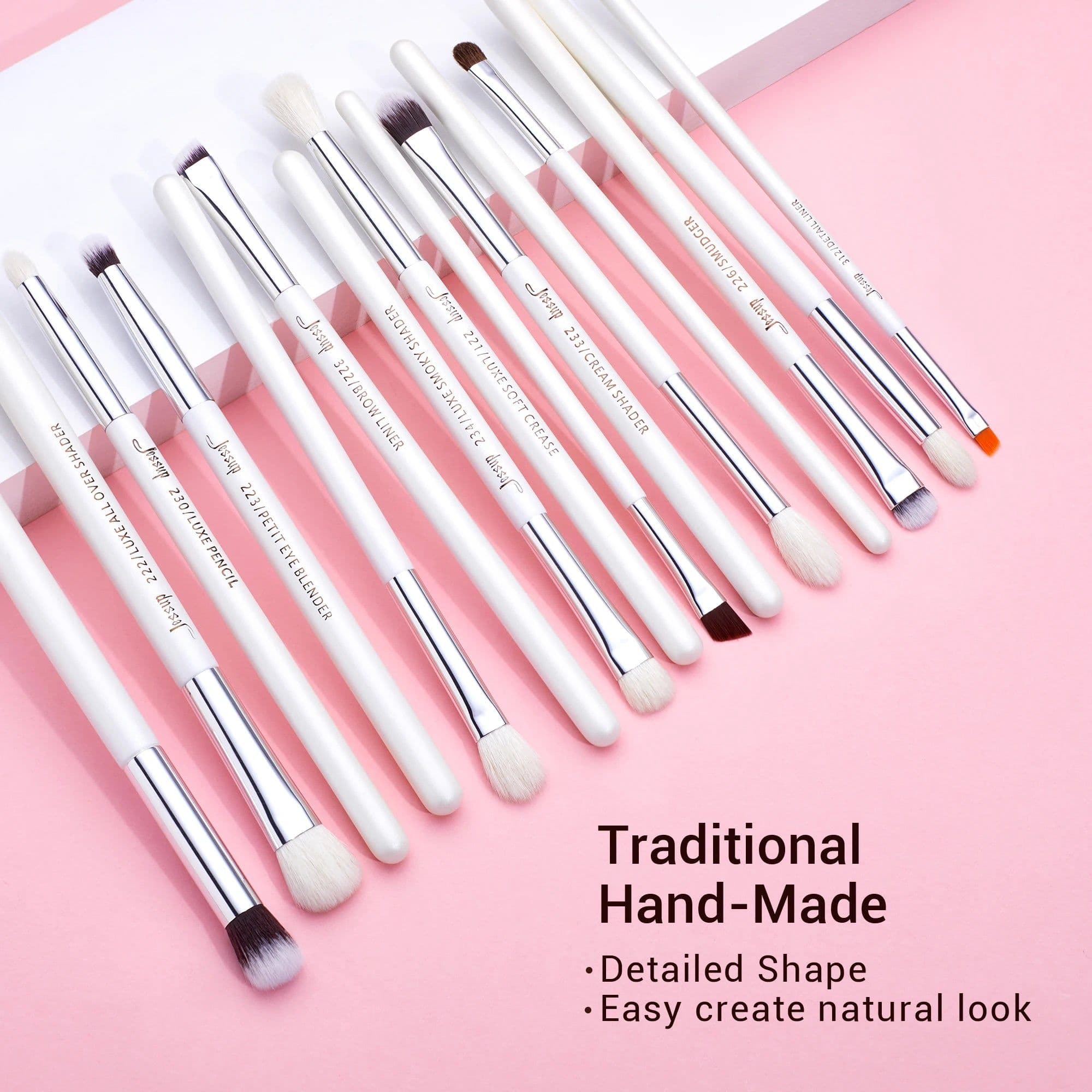 image-Jessup Professional Makeup Brushes Set 15pcs Make up Brush Pearl White/Silver Tools kit Eye Liner Shader natural-synthetic hair