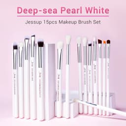 image-Jessup Professional Makeup Brushes Set 15pcs Make up Brush Pearl White/Silver Tools kit Eye Liner Shader natural-synthetic hair