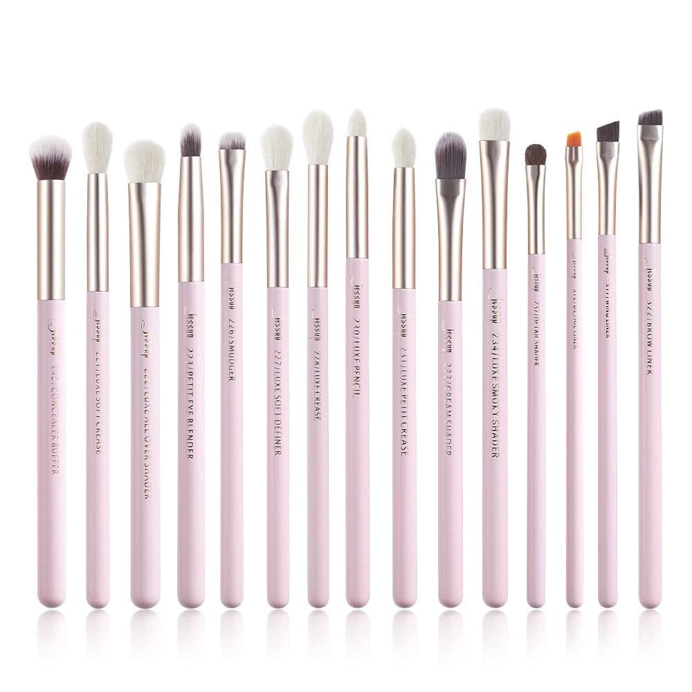 image-Jessup Professional Makeup Brushes Set 15pcs Make up Brush Pearl White/Silver Tools kit Eye Liner Shader natural-synthetic hair