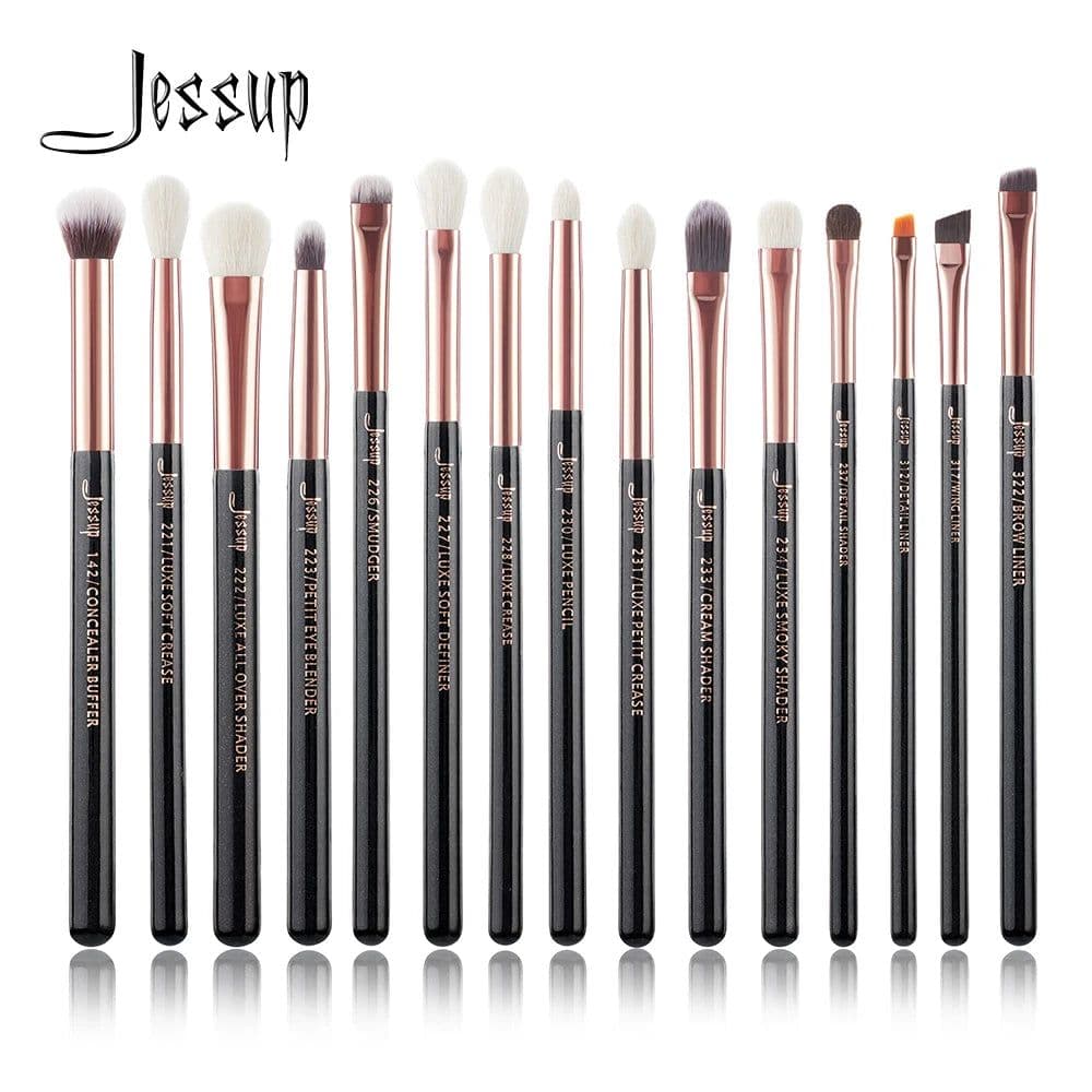 image-Jessup Professional Makeup Brushes Set 15pcs Make up Brush Pearl White/Silver Tools kit Eye Liner Shader natural-synthetic hair