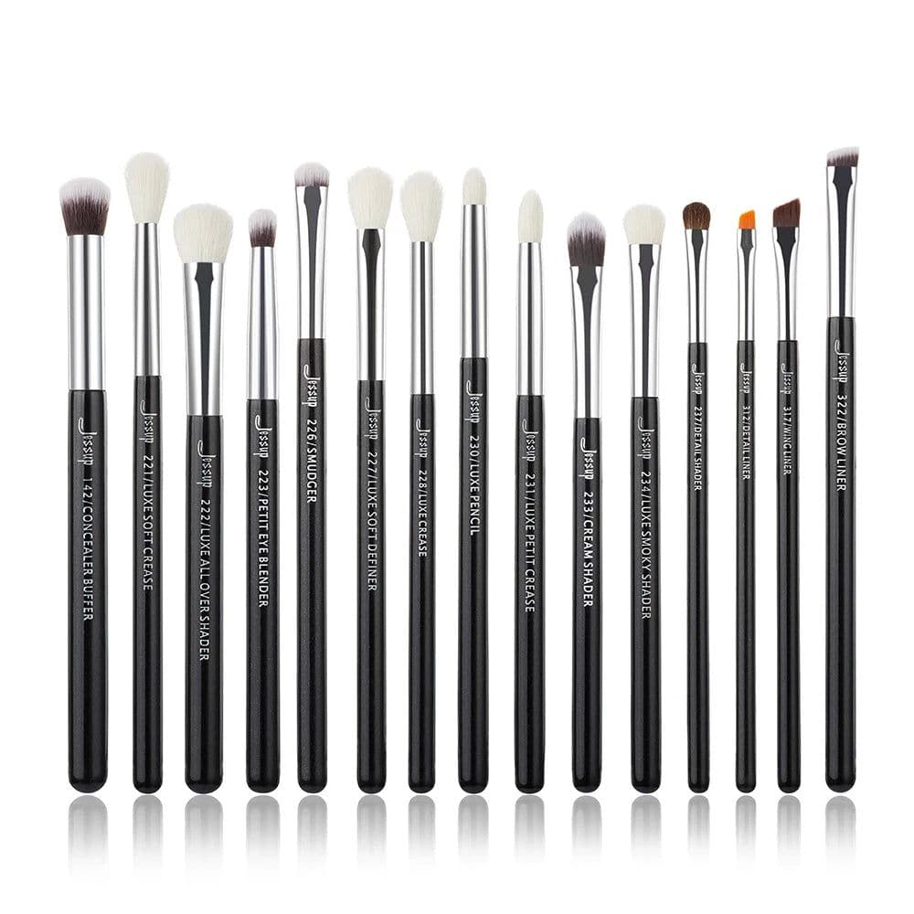 image-Jessup Makeup Brushes Set 15pcs Make up Brush Tools kit Eye Liner Shader natural-synthetic hair Rose Gold/Black T157