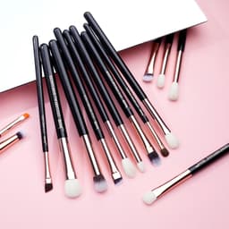 image-Jessup Makeup Brushes Set 15pcs Make up Brush Tools kit Eye Liner Shader natural-synthetic hair Rose Gold/Black T157
