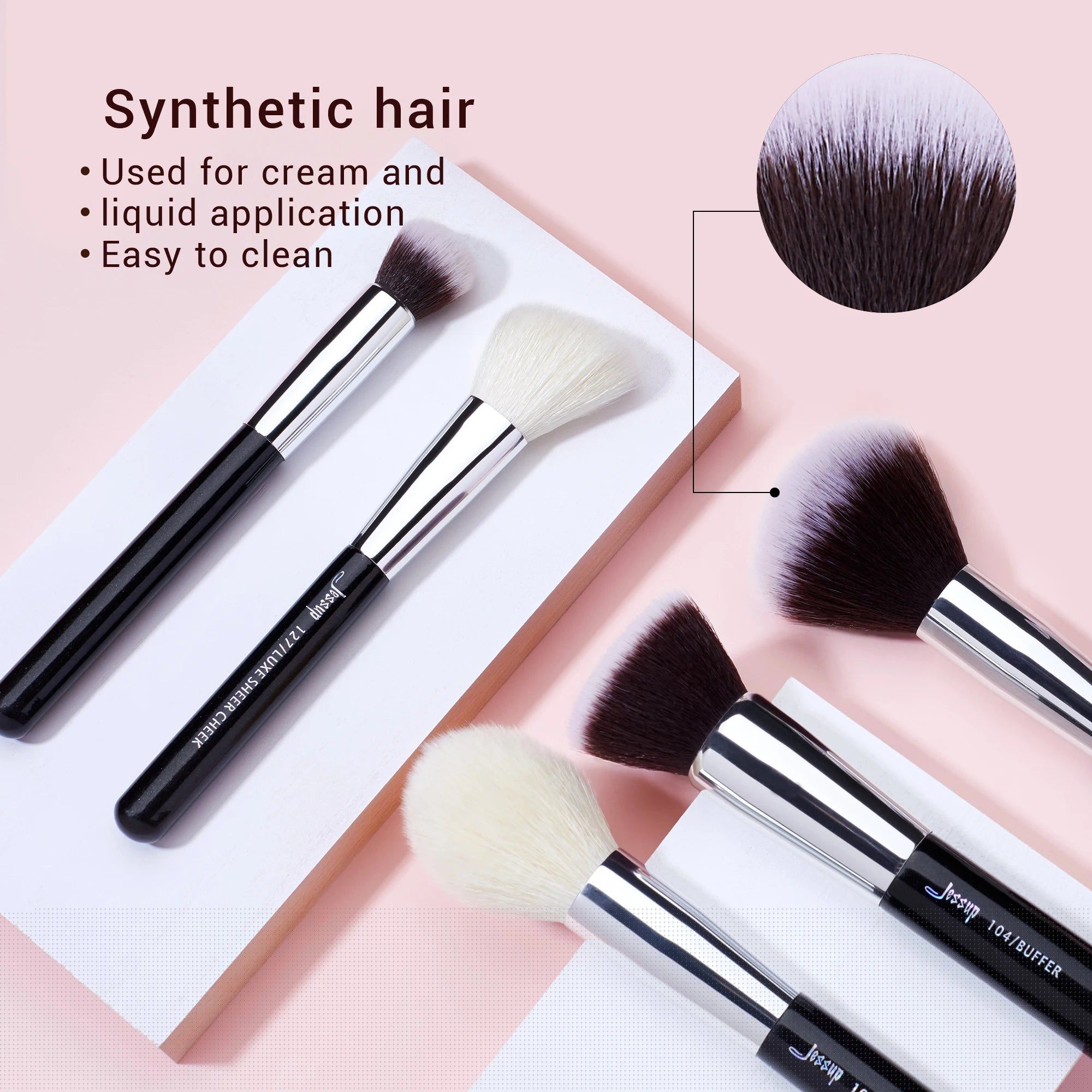 image-Jessup Makeup Brushes Set Synthetic-Natural Hair Foundation Powder Blush Eyeshadow Blender Liner Beauty Cosmetic Kit 6-25pcs