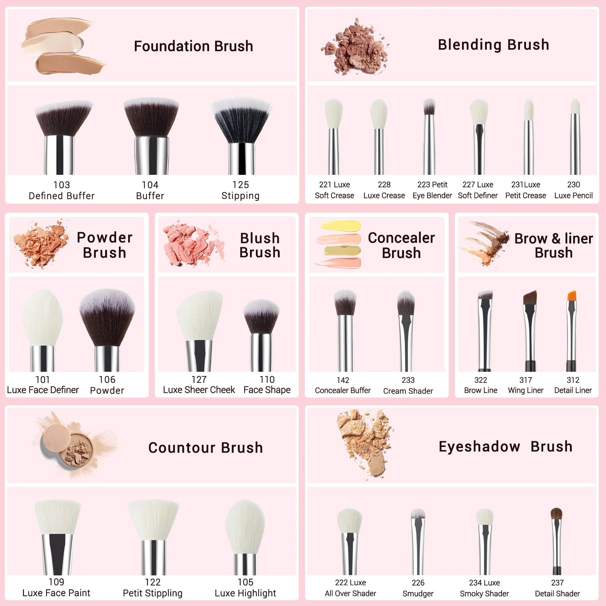 image-Jessup Makeup Brushes Set Synthetic-Natural Hair Foundation Powder Blush Eyeshadow Blender Liner Beauty Cosmetic Kit 6-25pcs