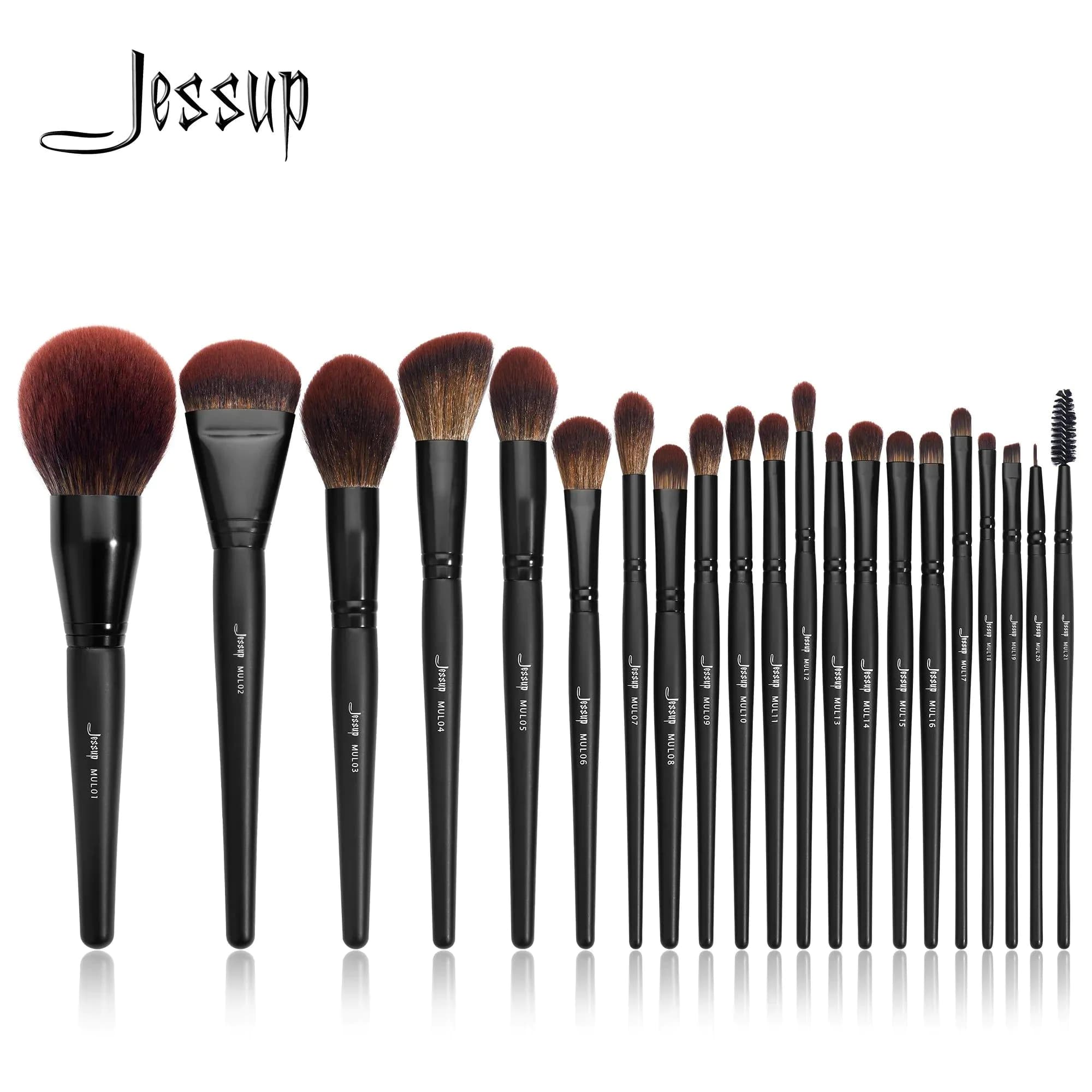 image-Jessup Makeup Brushes set,13/16/21pcs Premium Synthetic Big Powder Brush Foundation Concealer Eyeshadow Liner Wooden T271