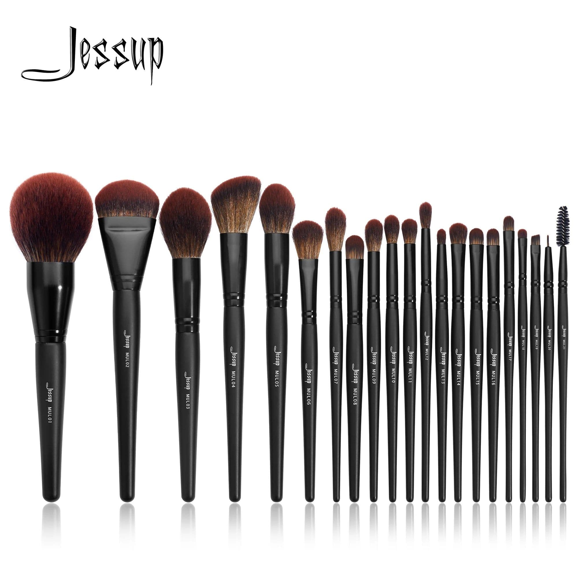 image-Jessup Makeup Brushes set,13/16/21pcs Premium Synthetic Big Powder Brush Foundation Concealer Eyeshadow Liner Wooden T271