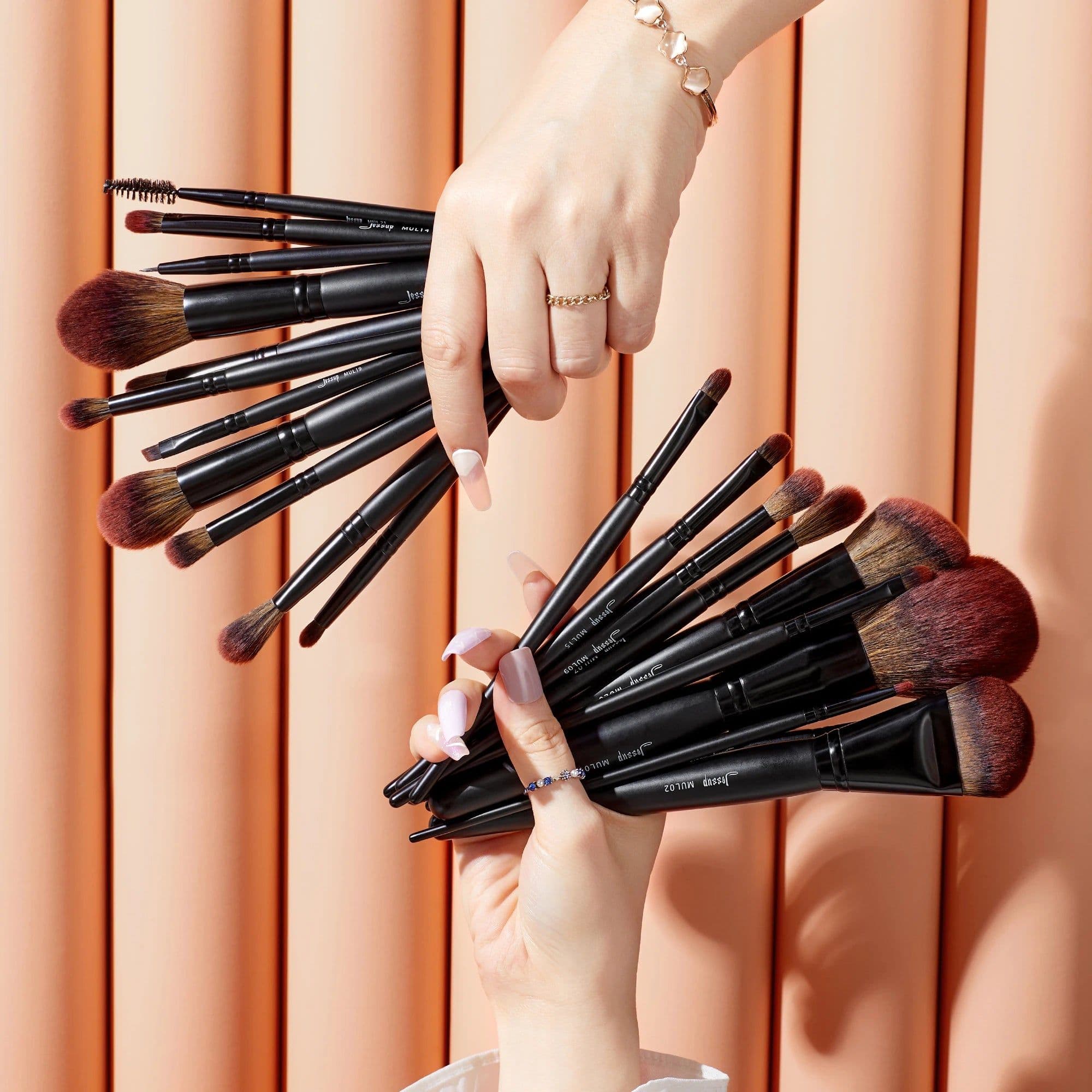 image-Jessup Makeup Brushes set,13/16/21pcs Premium Synthetic Big Powder Brush Foundation Concealer Eyeshadow Liner Wooden T271