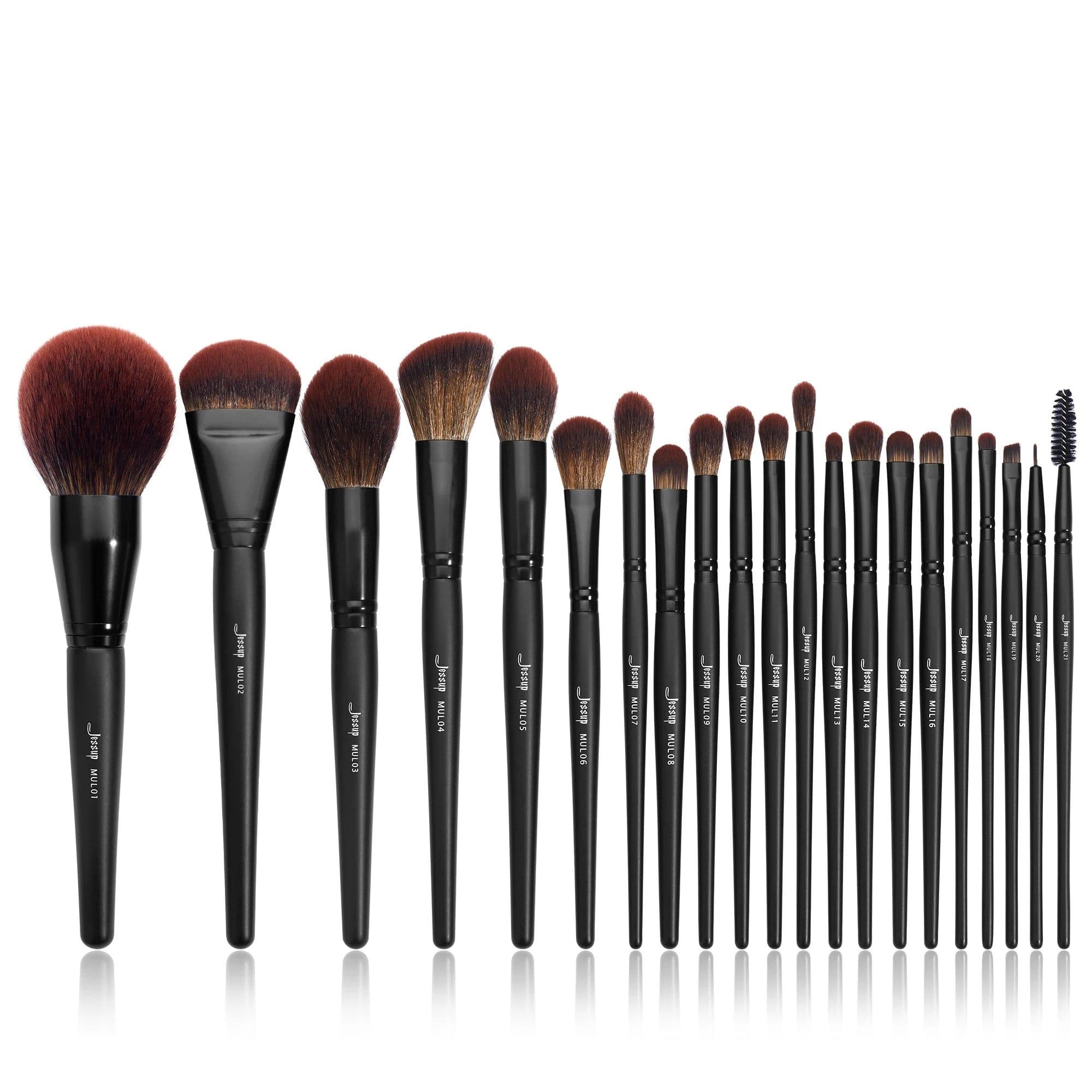 image-Jessup Makeup Brushes set,13/16/21pcs Premium Synthetic Big Powder Brush Foundation Concealer Eyeshadow Liner Wooden T271