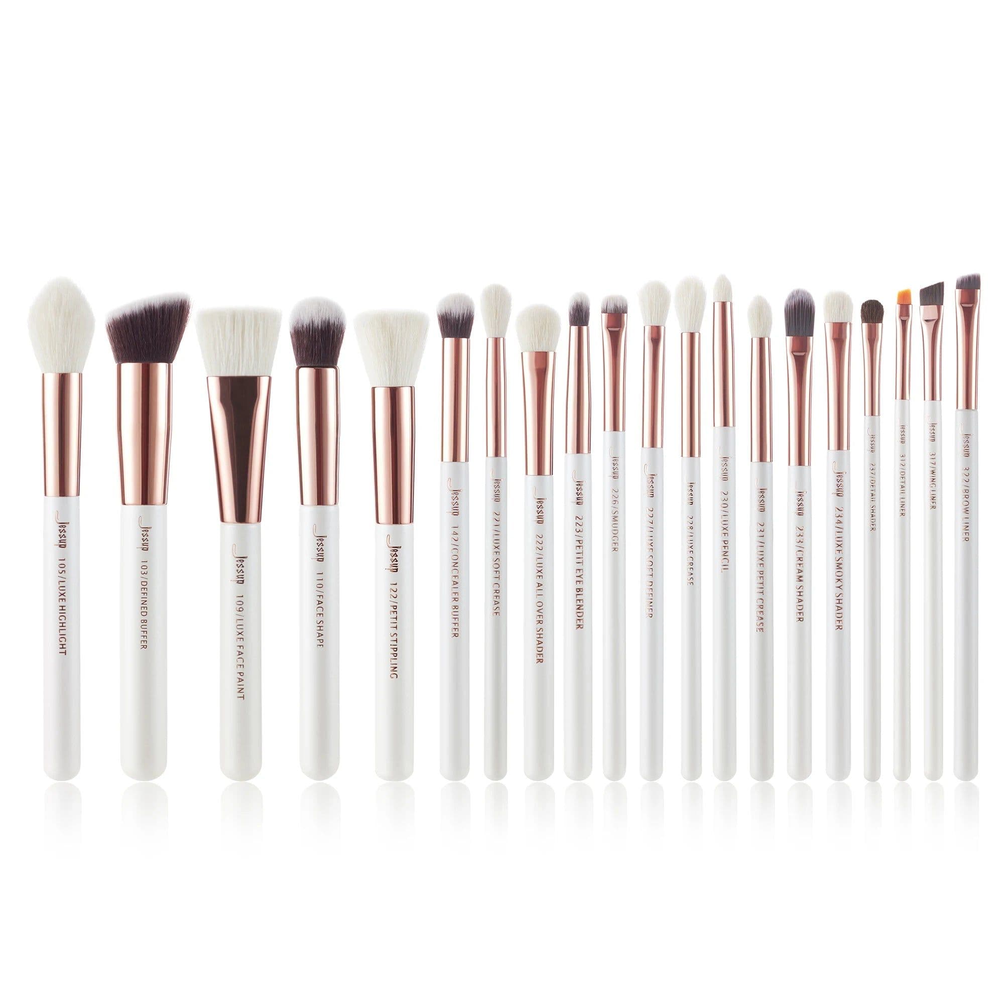 image-Jessup Professional Makeup brushes set ,6- 25pcs Makeup brush Natural Synthetic Foundation Powder Highlighter Pearl White T215