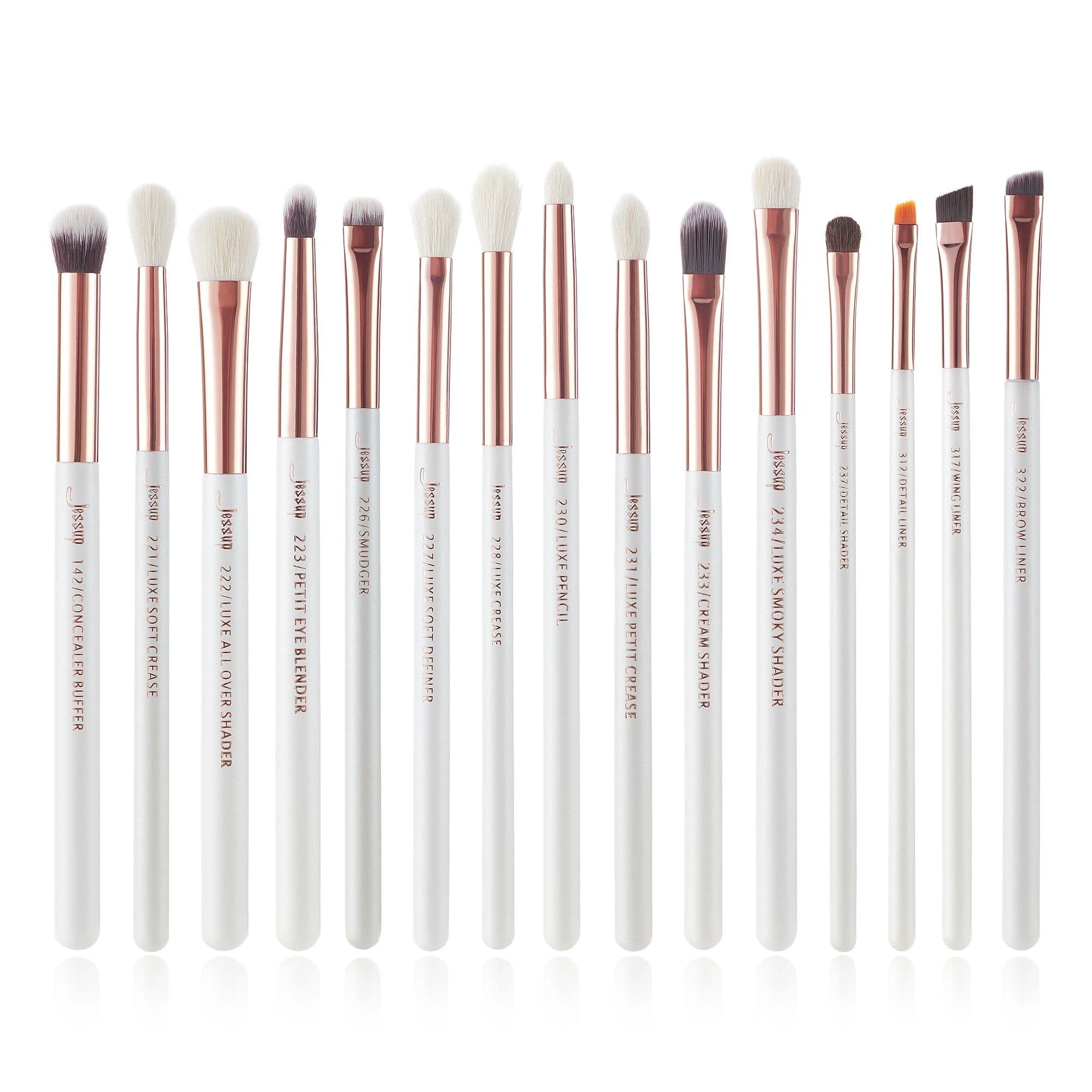 image-Jessup Professional Makeup brushes set ,6- 25pcs Makeup brush Natural Synthetic Foundation Powder Highlighter Pearl White T215