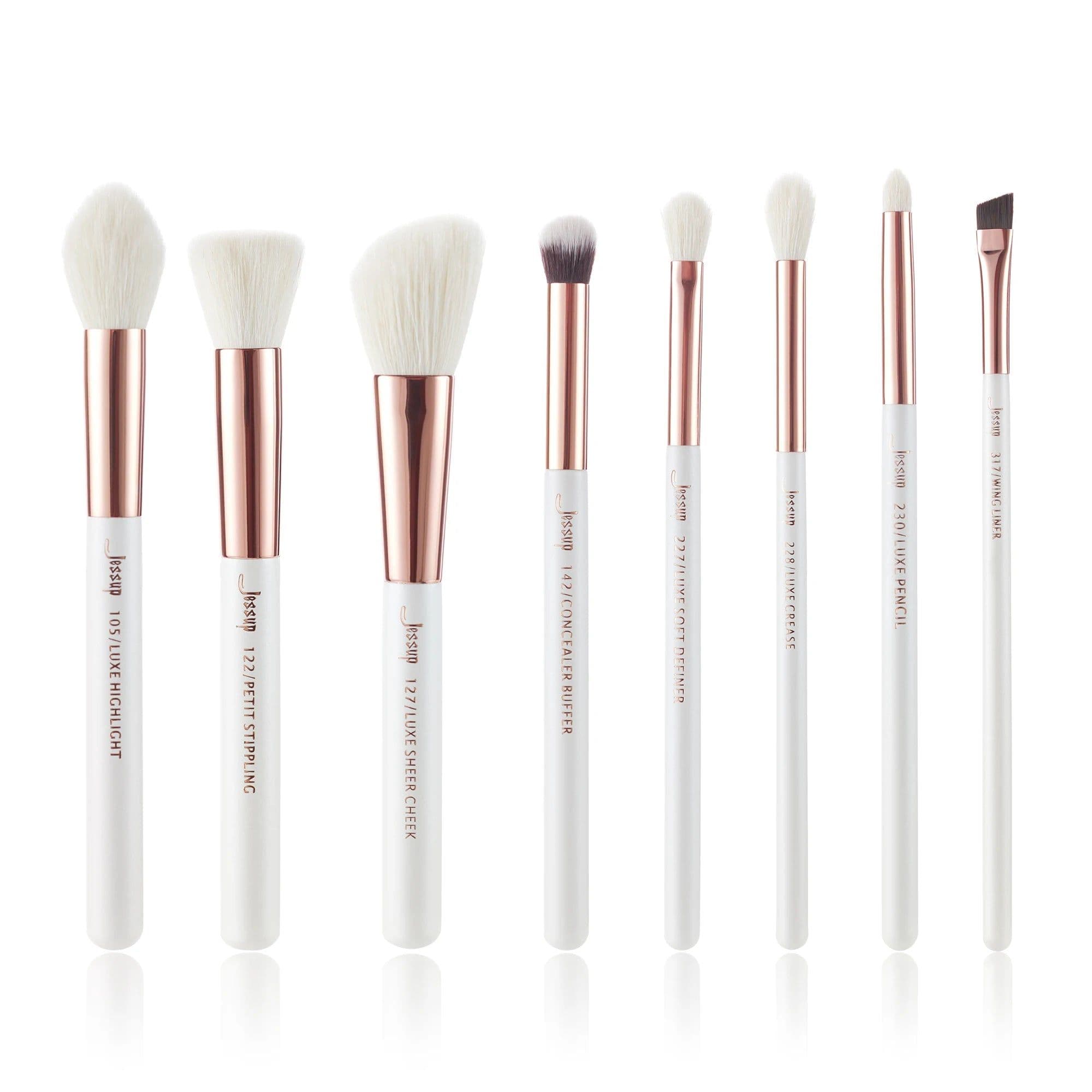 image-Jessup Professional Makeup brushes set ,6- 25pcs Makeup brush Natural Synthetic Foundation Powder Highlighter Pearl White T215