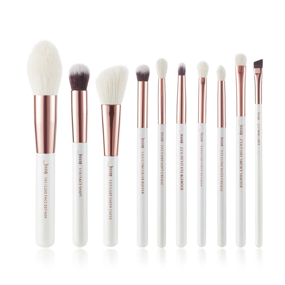 image-Jessup Professional Makeup brushes set ,6- 25pcs Makeup brush Natural Synthetic Foundation Powder Highlighter Pearl White T215