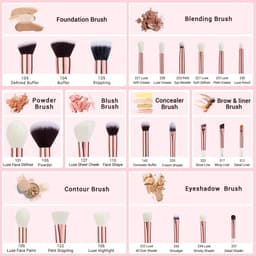 image-Jessup Professional Makeup brushes set ,6- 25pcs Makeup brush Natural Synthetic Foundation Powder Highlighter Pearl White T215