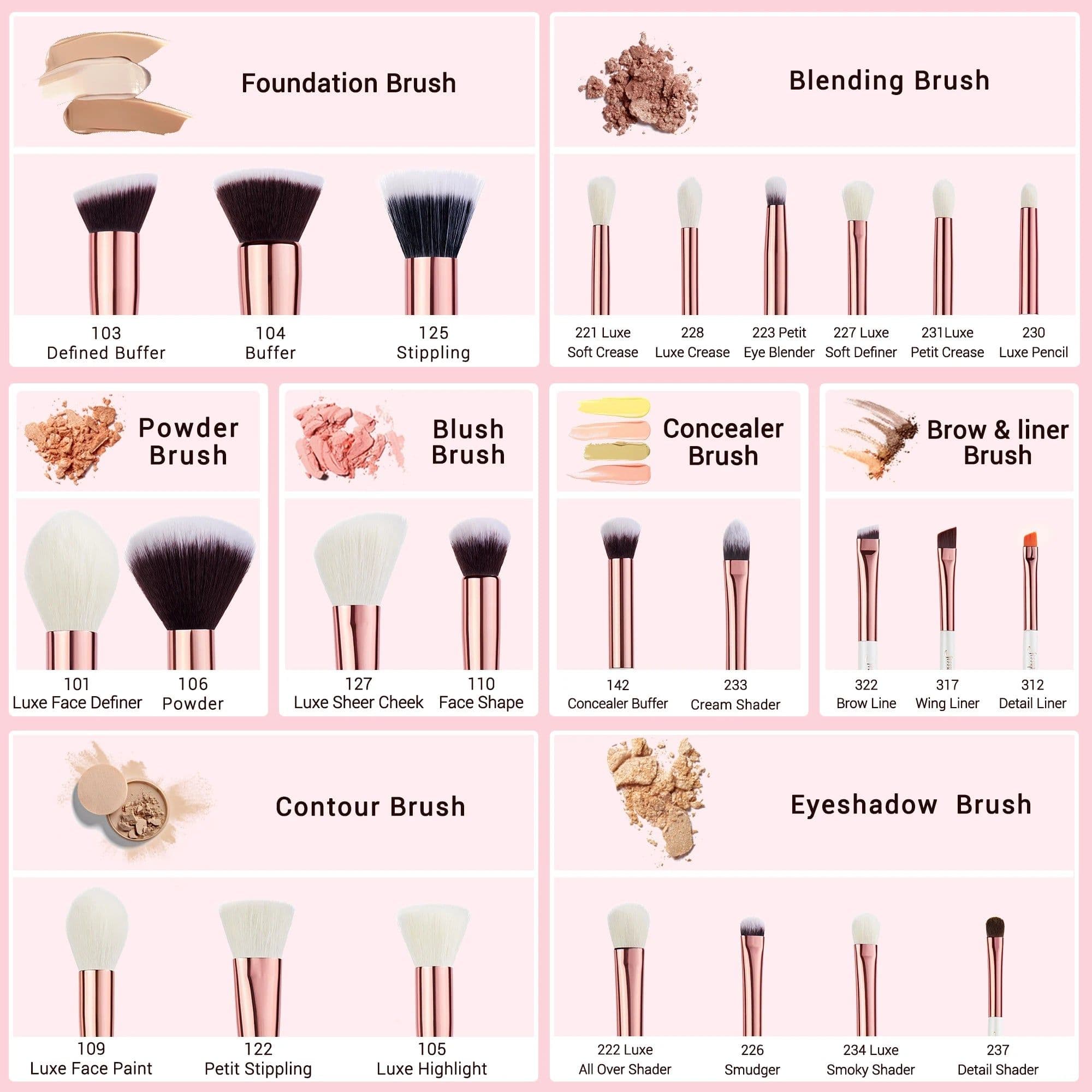 image-Jessup Professional Makeup brushes set ,6- 25pcs Makeup brush Natural Synthetic Foundation Powder Highlighter Pearl White T215