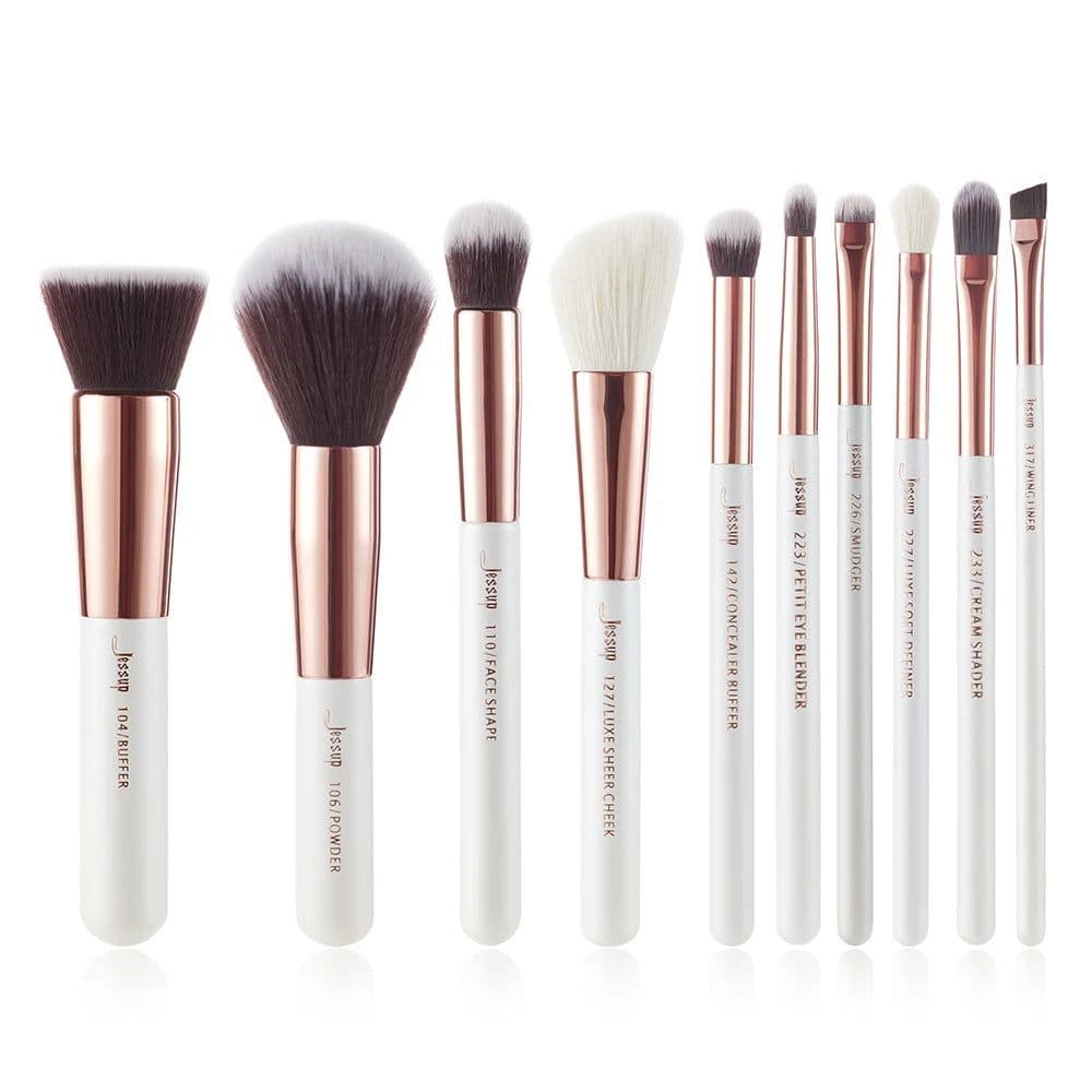image-Jessup Professional Makeup brushes set ,6- 25pcs Makeup brush Natural Synthetic Foundation Powder Highlighter Pearl White T215