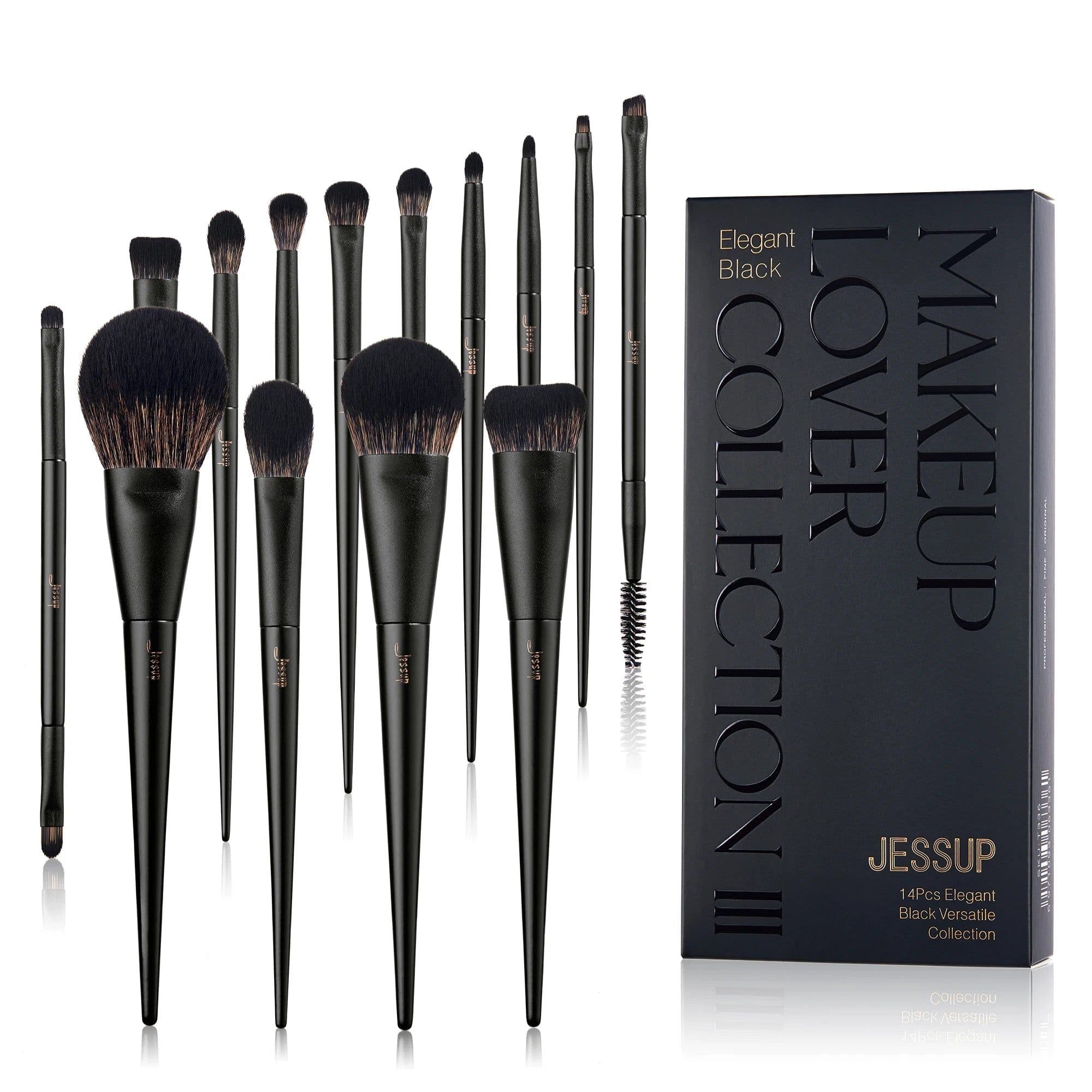 image-Jessup Makeup Brushes 10-14pc Makeup Brush set Synthetic Foundation Brush Powder Contour Eyeshadow Liner Blending Highlight T329