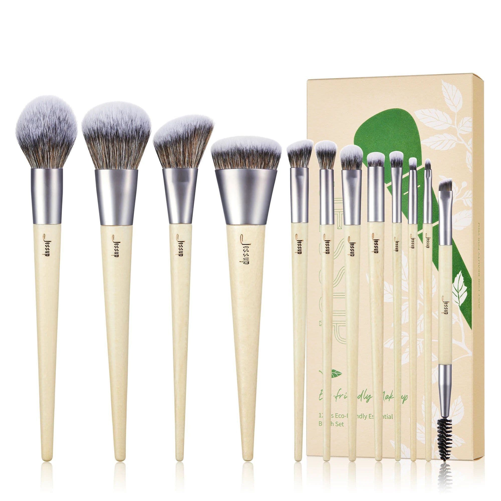 image-Jessup Makeup Brushes 10-14pc Makeup Brush set Synthetic Foundation Brush Powder Contour Eyeshadow Liner Blending Highlight T329