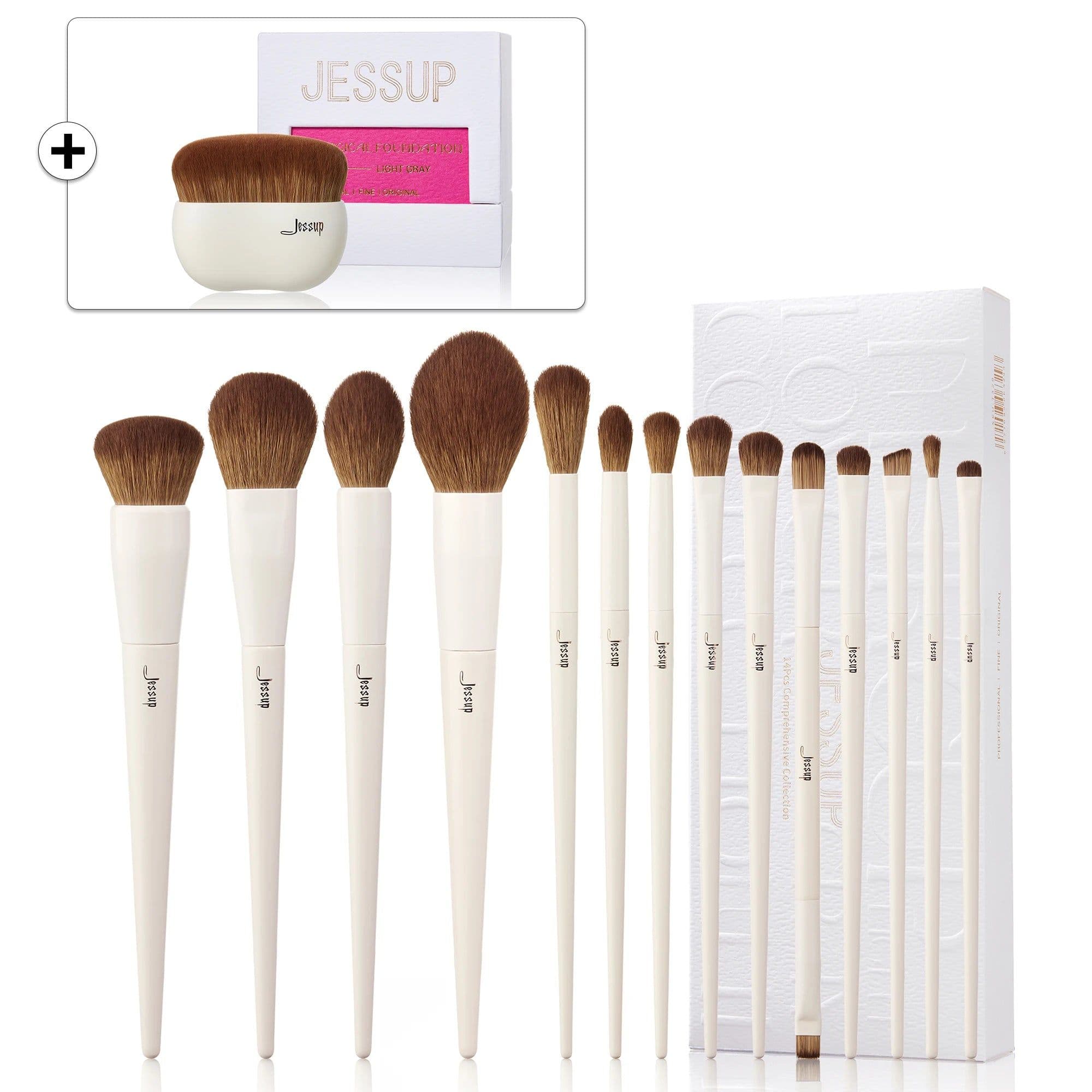 image-Jessup Makeup Brushes 10-14pc Makeup Brush set Synthetic Foundation Brush Powder Contour Eyeshadow Liner Blending Highlight T329