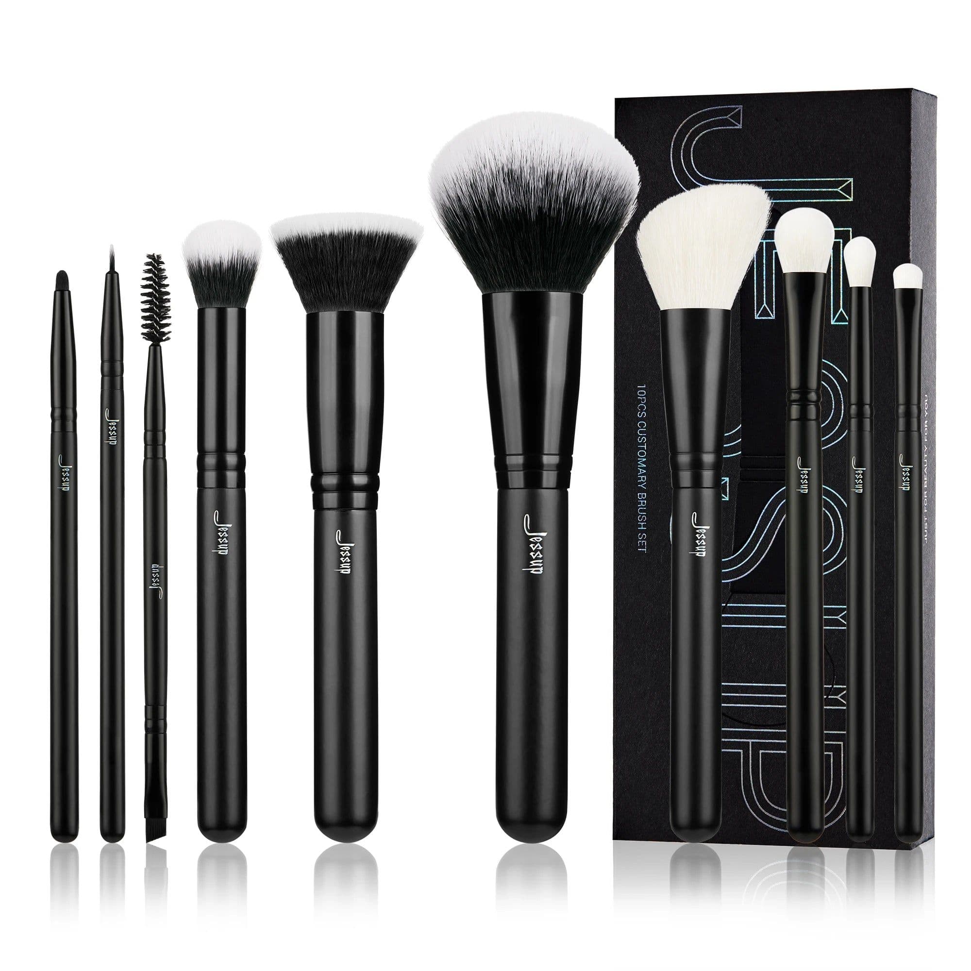 image-Jessup Makeup Brushes 10-14pc Makeup Brush set Synthetic Foundation Brush Powder Contour Eyeshadow Liner Blending Highlight T329