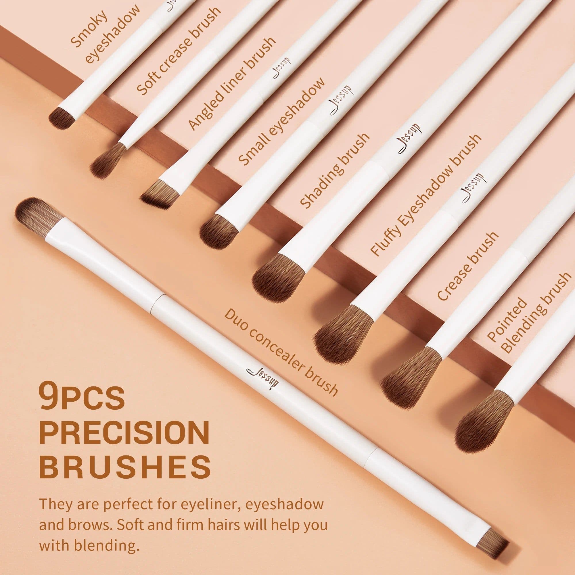 image-Jessup Makeup Brushes 10-14pc Makeup Brush set Synthetic Foundation Brush Powder Contour Eyeshadow Liner Blending Highlight T329