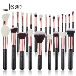 image-Jessup Makeup Brushes Set 6-25pcs Foundation Powder Eyeshadow Liner Brush Blending Highlighter Brocha Maquillaje RoseGold/Black