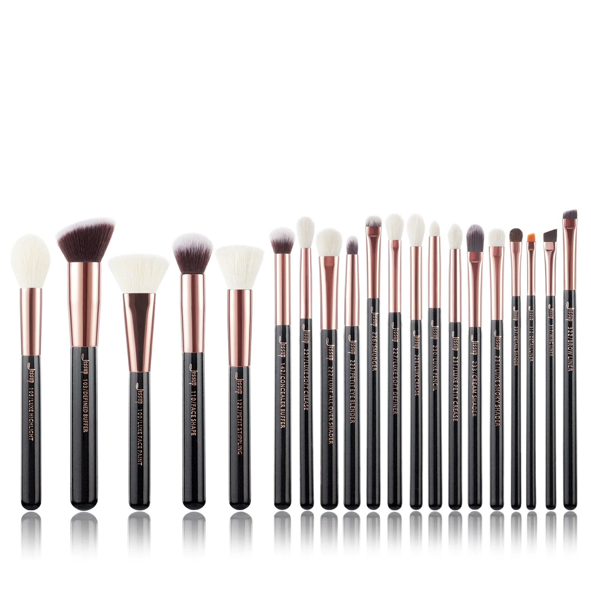 image-Jessup Makeup Brushes Set 6-25pcs Foundation Powder Eyeshadow Liner Brush Blending Highlighter Brocha Maquillaje RoseGold/Black