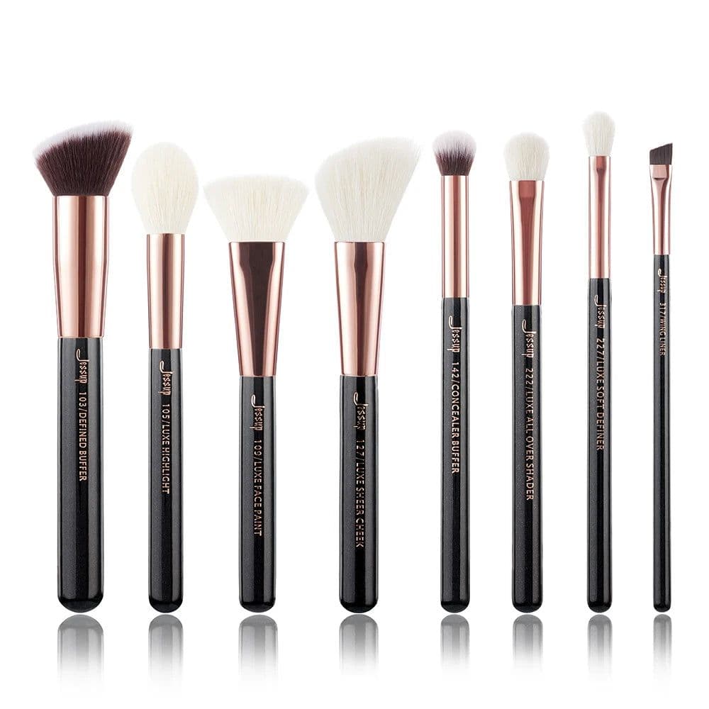 image-Jessup Makeup Brushes Set 6-25pcs Foundation Powder Eyeshadow Liner Brush Blending Highlighter Brocha Maquillaje RoseGold/Black