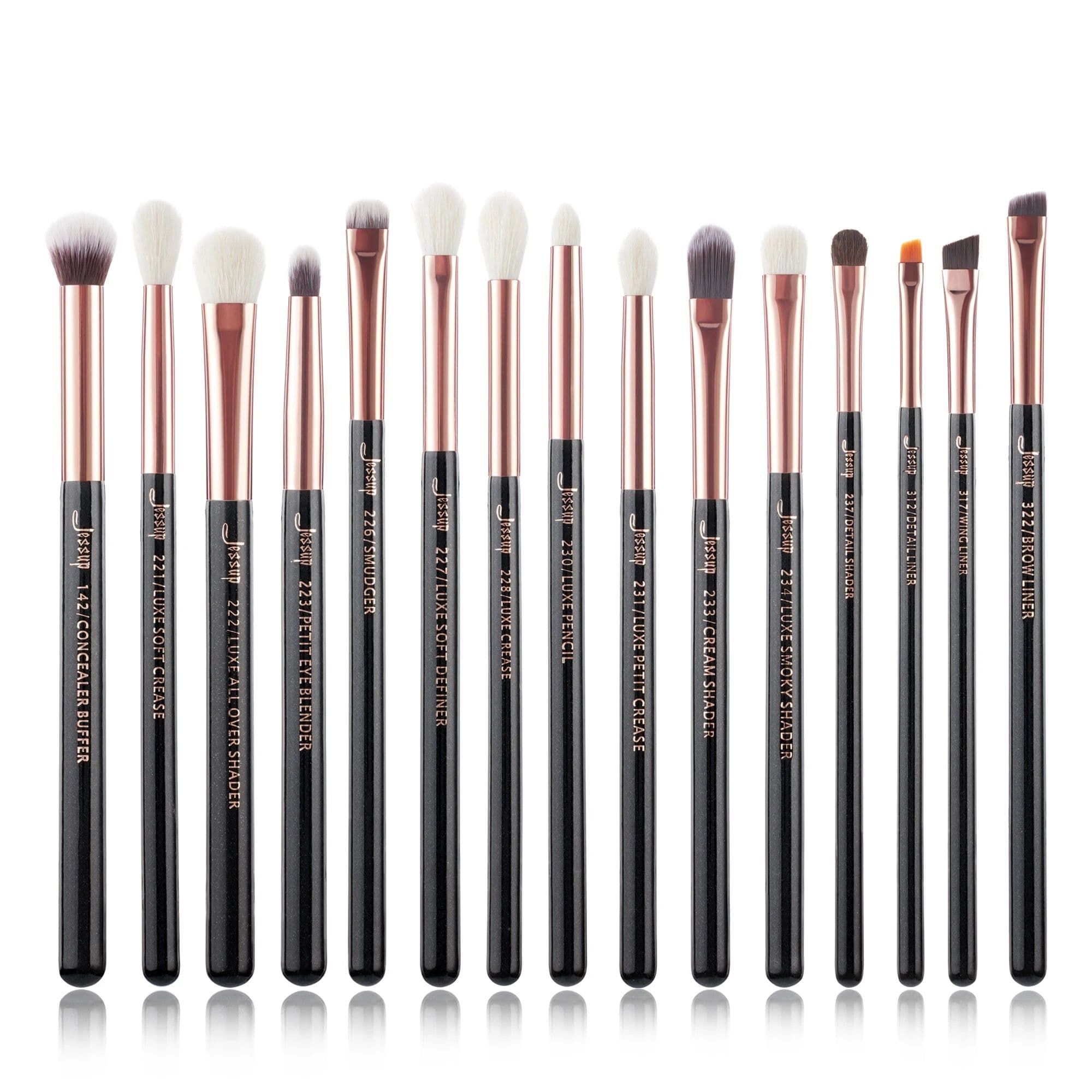 image-Jessup Makeup Brushes Set 6-25pcs Foundation Powder Eyeshadow Liner Brush Blending Highlighter Brocha Maquillaje RoseGold/Black