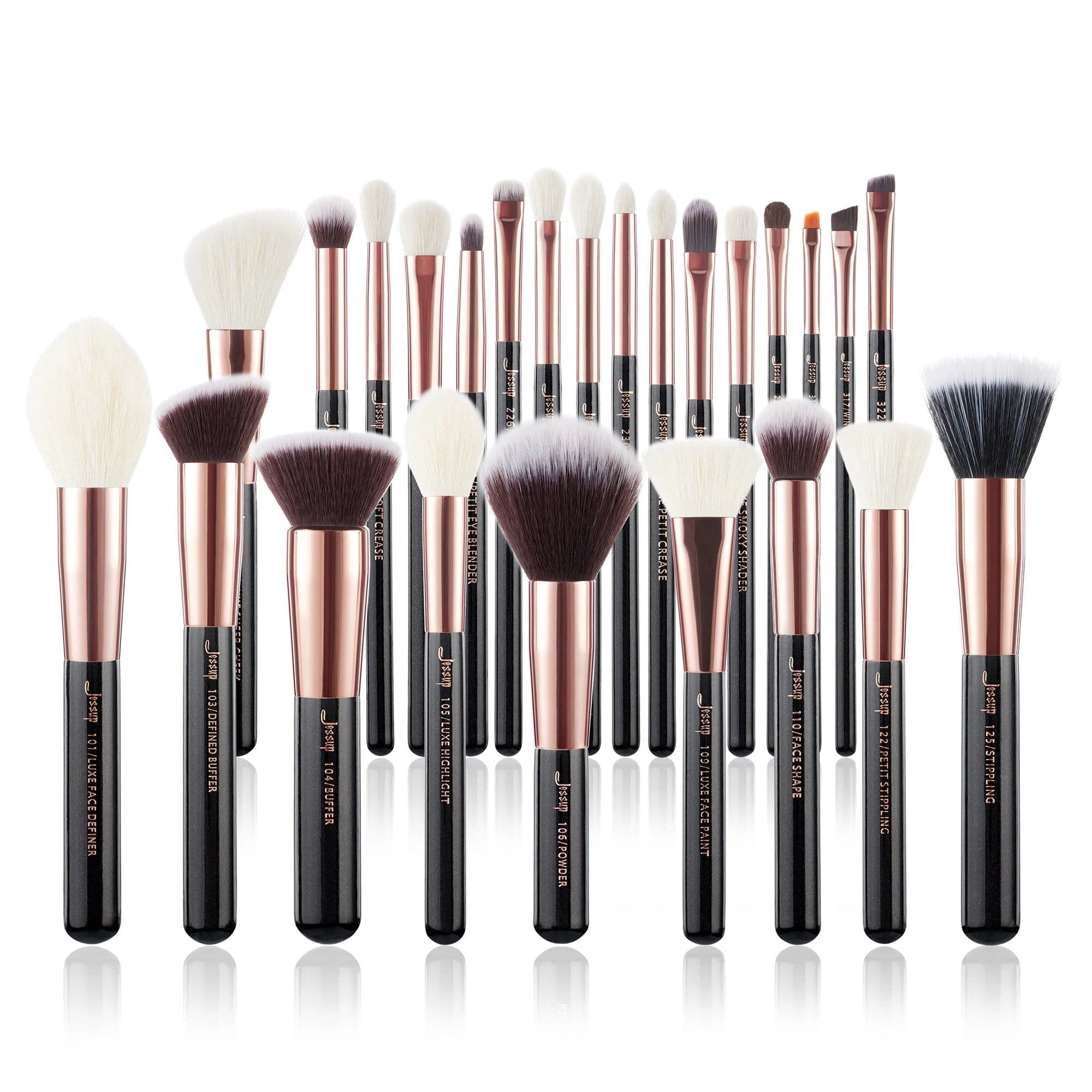 image-Jessup Makeup Brushes Set 6-25pcs Foundation Powder Eyeshadow Liner Brush Blending Highlighter Brocha Maquillaje RoseGold/Black