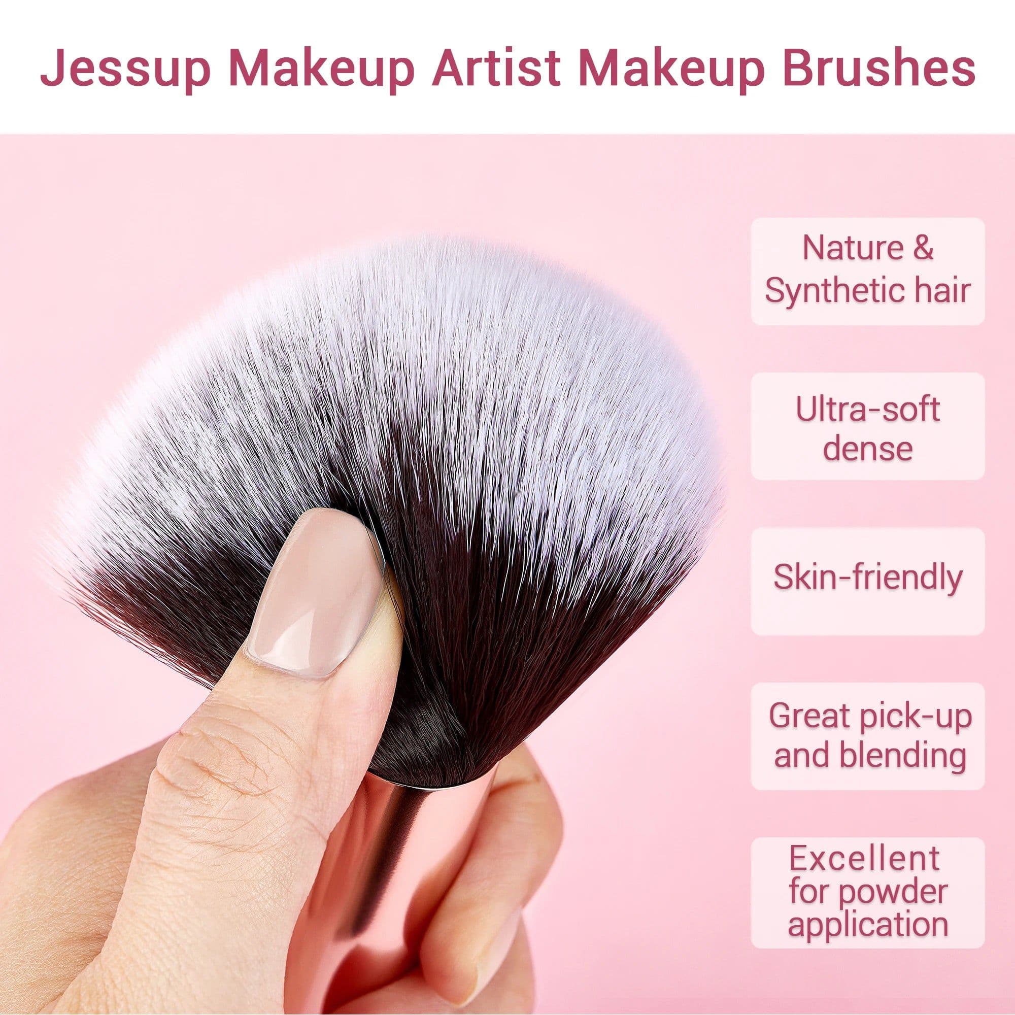 image-Jessup Makeup Brushes Set 6-25pcs Foundation Powder Eyeshadow Liner Brush Blending Highlighter Brocha Maquillaje RoseGold/Black